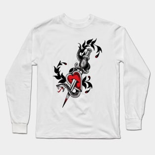 American Traditional Snake and Dagger Tattoo Design Long Sleeve T-Shirt